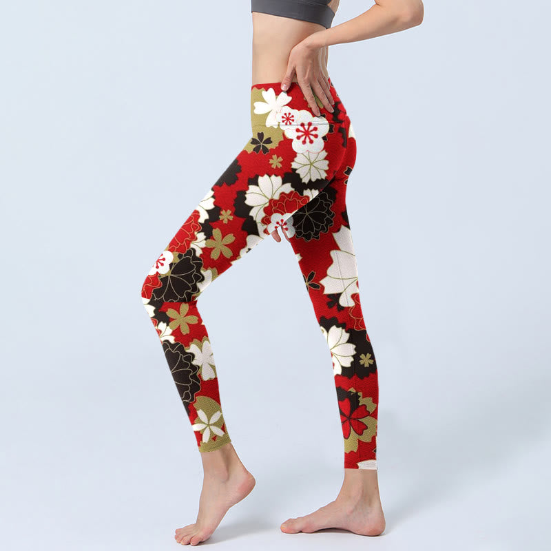 Buddha Stones Kirschblütenblätter Musterdruck Gym Leggings Damen Yogahose - image 3