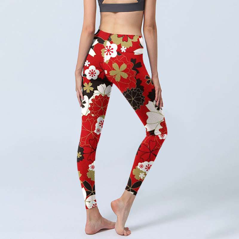 Buddha Stones Kirschblütenblätter Musterdruck Gym Leggings Damen Yogahose - image 4