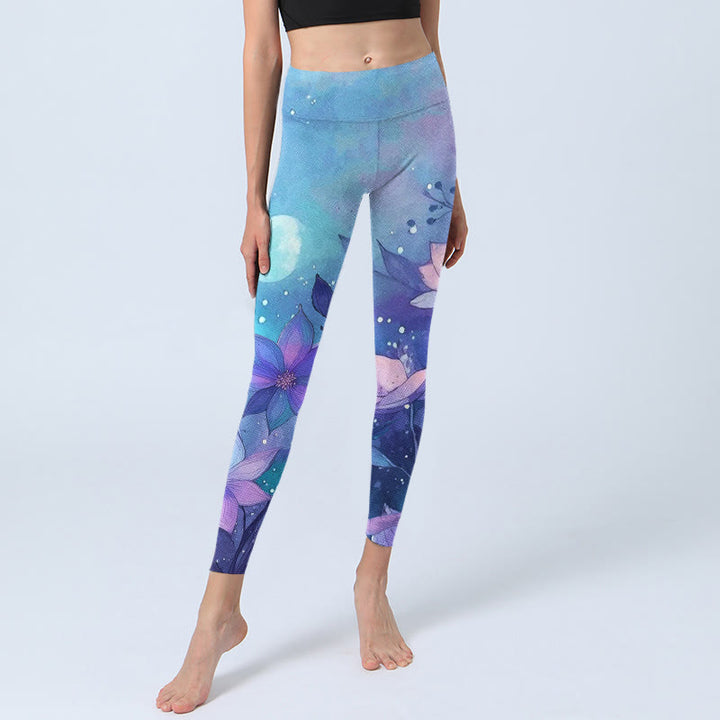 Buddha Stones Mond Lotus Blume Muster Druck Gym Leggings Frauen Yoga Hosen - image 5