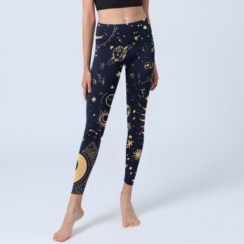 Buddha Stones Mond Sterne Universum Muster Druck Gym Leggings Damen Yoga Hose - image 5