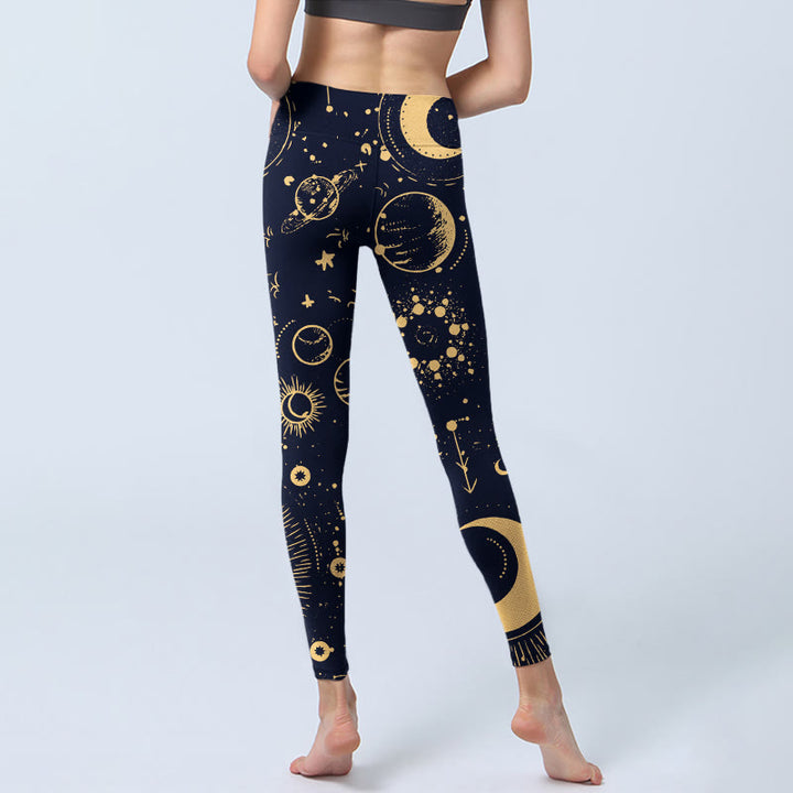 Buddha Stones Mond Sterne Universum Muster Druck Gym Leggings Damen Yoga Hose - image 6