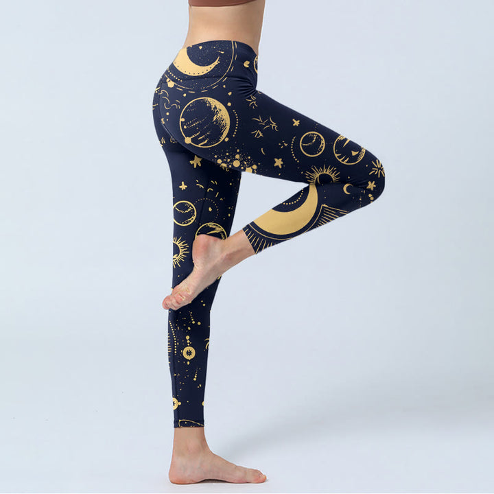 Buddha Stones Mond Sterne Universum Muster Druck Gym Leggings Damen Yoga Hose - image 4