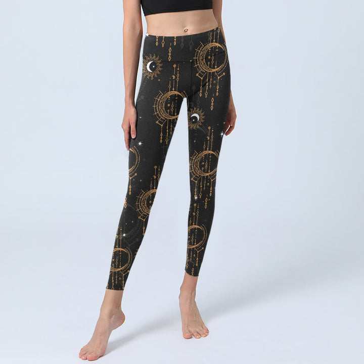 Buddha Stones Mond Stern Konstellation Print Gym Leggings Damen Yoga Hose - image 6