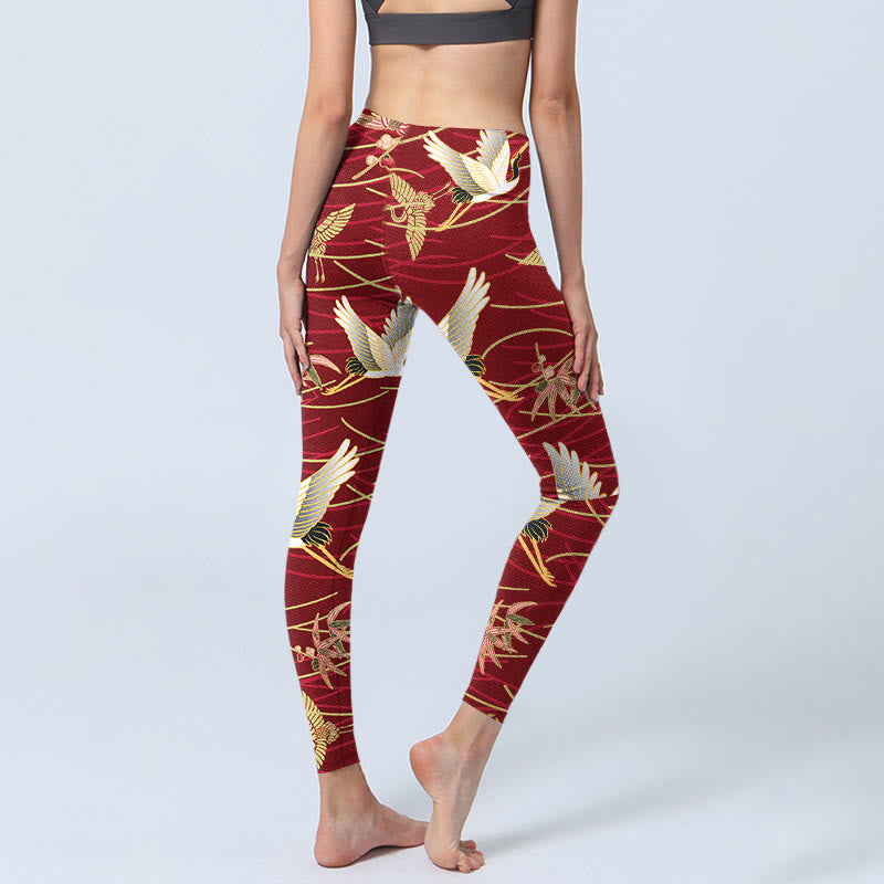 Buddha Stones, fliegende Kraniche, schlanke Zweige, Print, Gym-Leggings, Damen-Yogahose - image 5