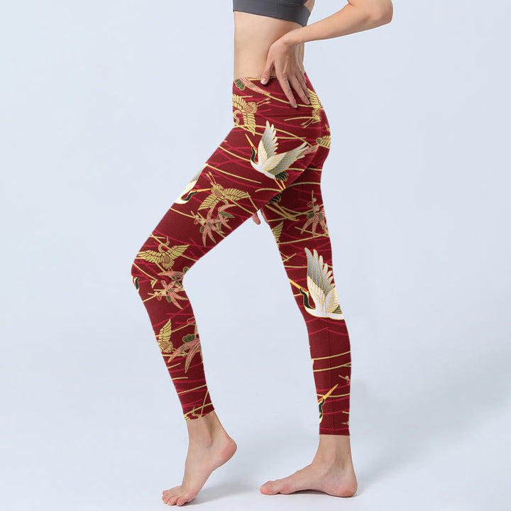 Buddha Stones, fliegende Kraniche, schlanke Zweige, Print, Gym-Leggings, Damen-Yogahose - image 2
