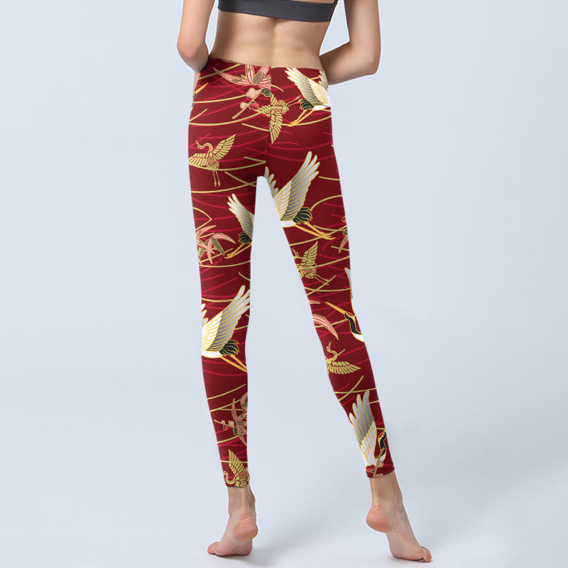 Buddha Stones, fliegende Kraniche, schlanke Zweige, Print, Gym-Leggings, Damen-Yogahose - image 6