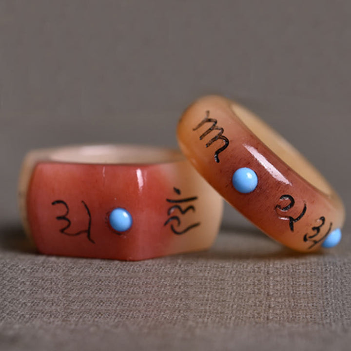 Buddha Stones Kamelknochen Om Mani Padme Hum Schnitzschutzring