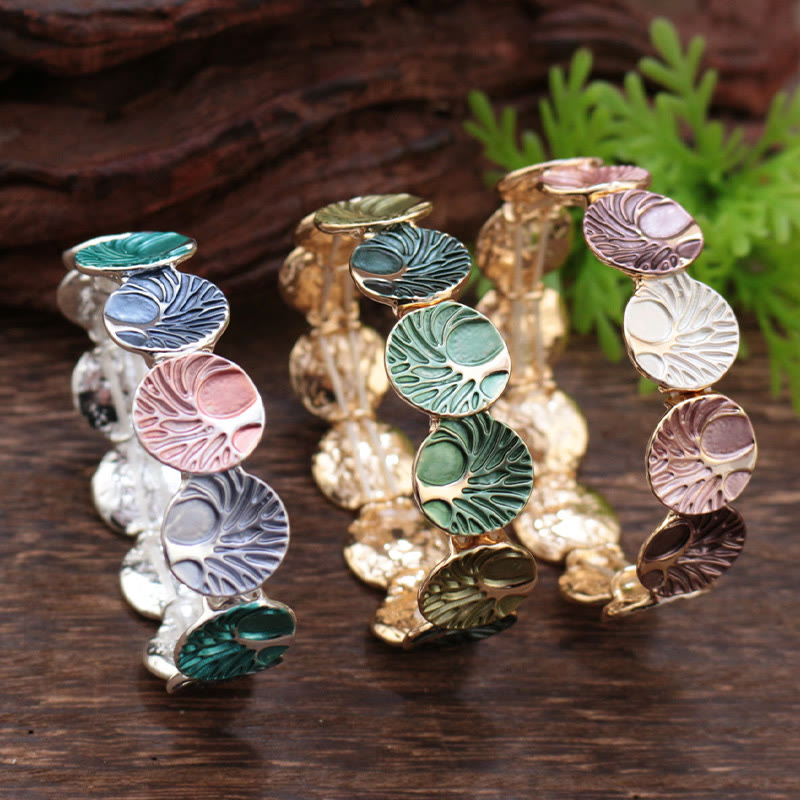 Buddha Stones Der Baum des Lebens Schöpfung Emaille Legierung Armband