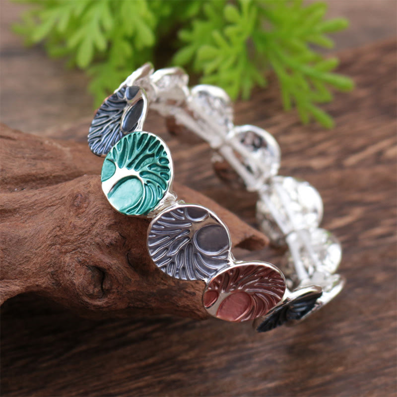 Buddha Stones Der Baum des Lebens Schöpfung Emaille Legierung Armband