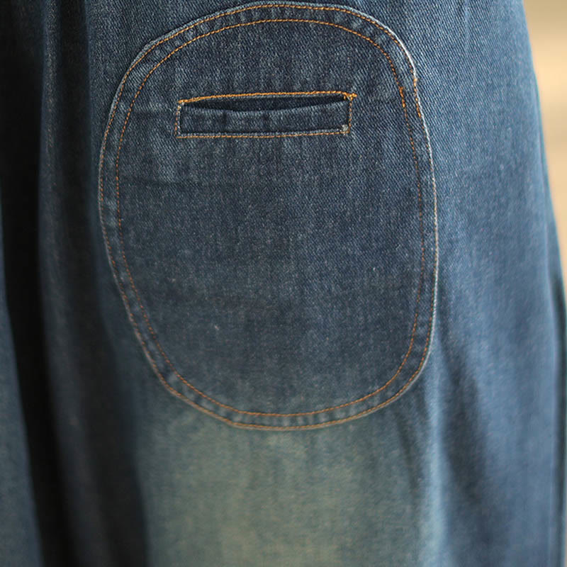 Buddha Stones Casual DarkSlateBlue Plain Kordelzug Baumwolle Damen Haremshose mit Taschen - image 7