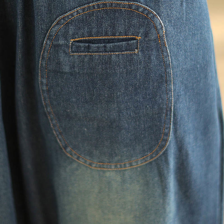 Buddha Stones Casual DarkSlateBlue Plain Kordelzug Baumwolle Damen Haremshose mit Taschen - image 7