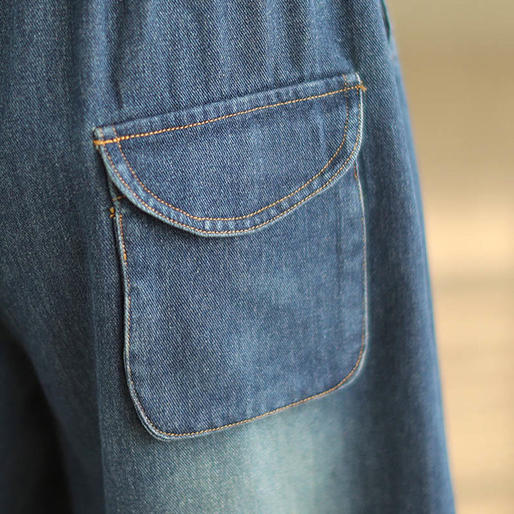 Buddha Stones Casual DarkSlateBlue Plain Kordelzug Baumwolle Damen Haremshose mit Taschen - image 8