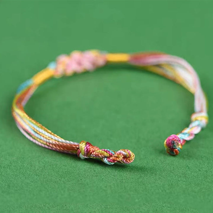 Buddha Stones Buntes Seil Pfirsichblütenknoten Zongzi Geflochtenes Armband