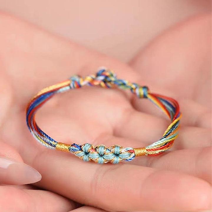 Buddha Stones Buntes Seil Pfirsichblütenknoten Zongzi Geflochtenes Armband