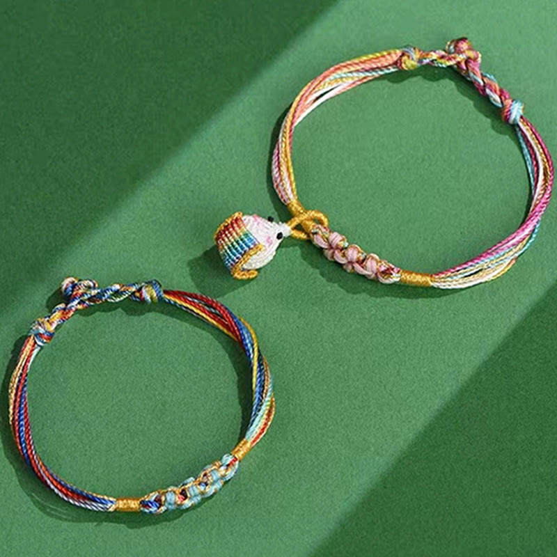 Buddha Stones Buntes Seil Pfirsichblütenknoten Zongzi Geflochtenes Armband