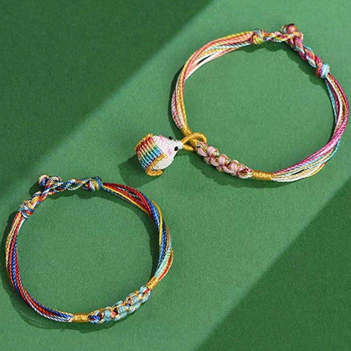 Buddha Stones Buntes Seil Pfirsichblütenknoten Zongzi Geflochtenes Armband