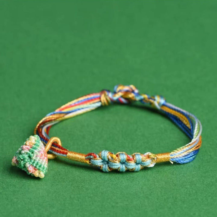 Buddha Stones Buntes Seil Pfirsichblütenknoten Zongzi Geflochtenes Armband