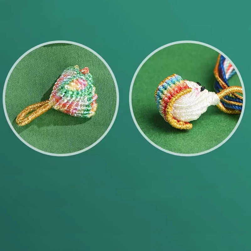 Buddha Stones Buntes Seil Pfirsichblütenknoten Zongzi Geflochtenes Armband