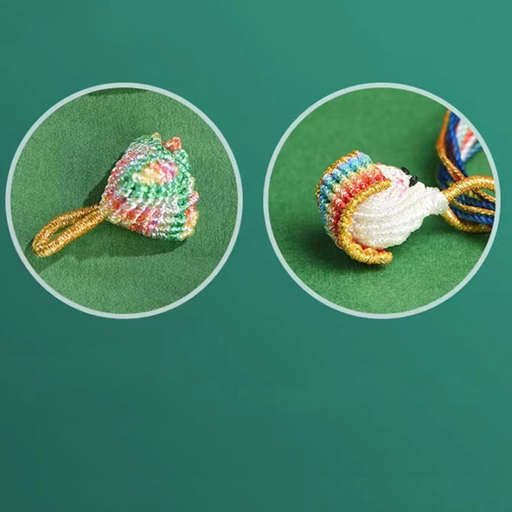 Buddha Stones Buntes Seil Pfirsichblütenknoten Zongzi Geflochtenes Armband