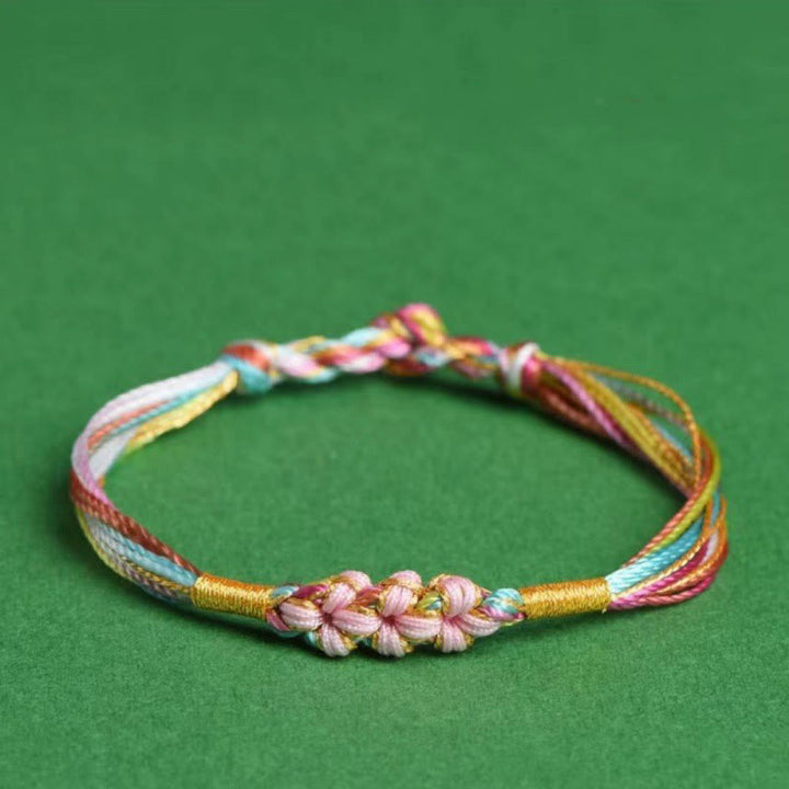 Buddha Stones Buntes Seil Pfirsichblütenknoten Zongzi Geflochtenes Armband