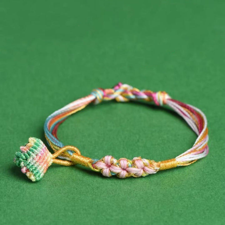 Buddha Stones Buntes Seil Pfirsichblütenknoten Zongzi Geflochtenes Armband