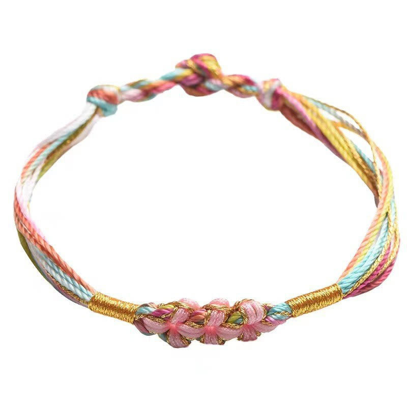Buddha Stones Buntes Seil Pfirsichblütenknoten Zongzi Geflochtenes Armband