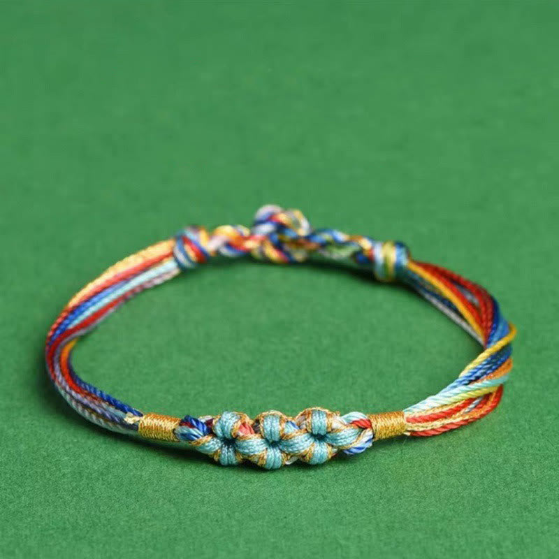 Buddha Stones Buntes Seil Pfirsichblütenknoten Zongzi Geflochtenes Armband