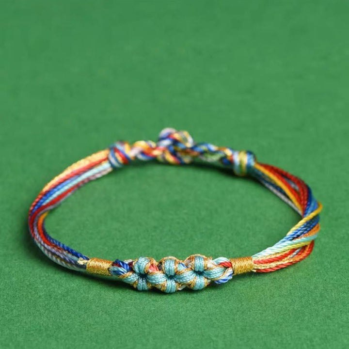 Buddha Stones Buntes Seil Pfirsichblütenknoten Zongzi Geflochtenes Armband