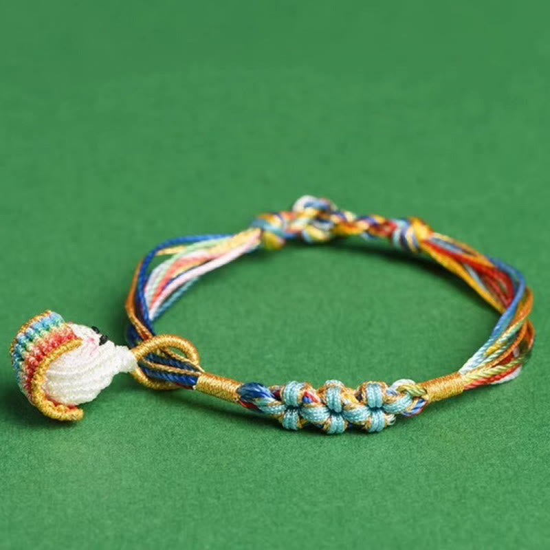 Buddha Stones Buntes Seil Pfirsichblütenknoten Zongzi Geflochtenes Armband