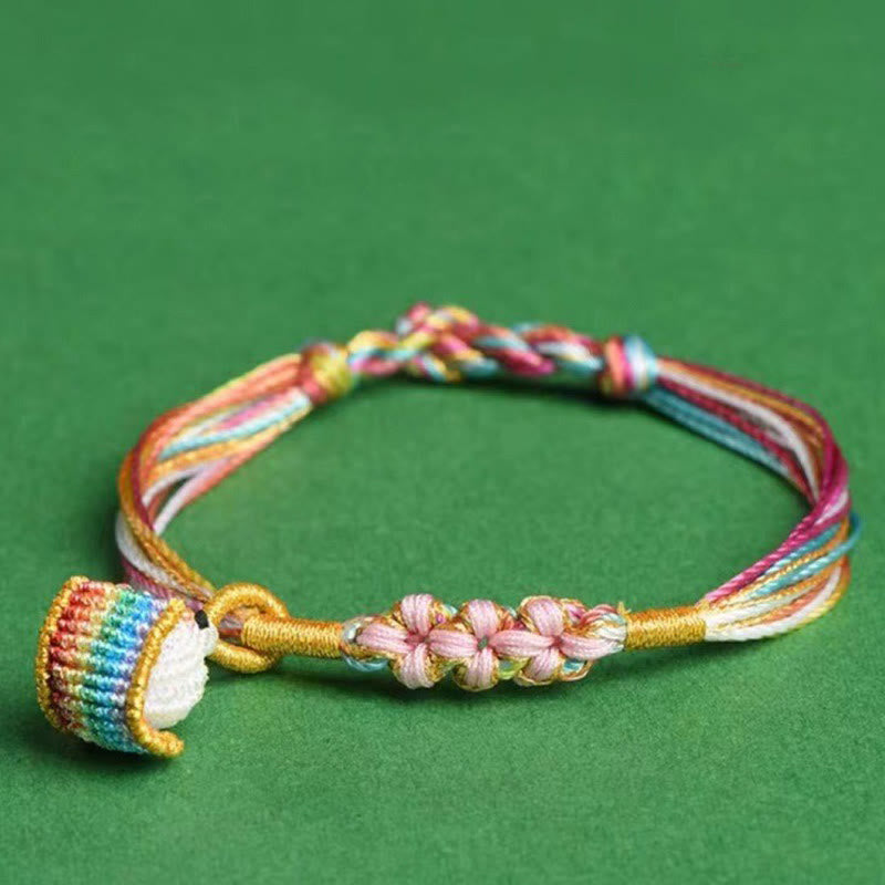 Buddha Stones Buntes Seil Pfirsichblütenknoten Zongzi Geflochtenes Armband