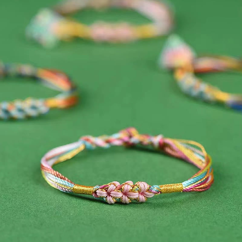 Buddha Stones Buntes Seil Pfirsichblütenknoten Zongzi Geflochtenes Armband