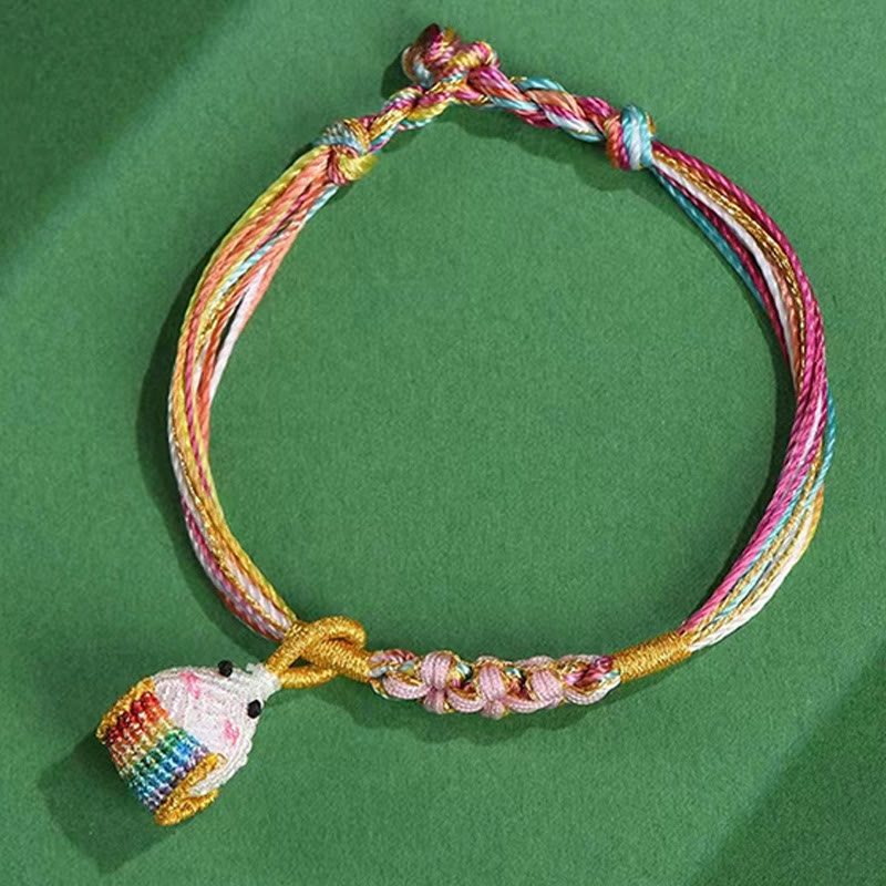 Buddha Stones Buntes Seil Pfirsichblütenknoten Zongzi Geflochtenes Armband
