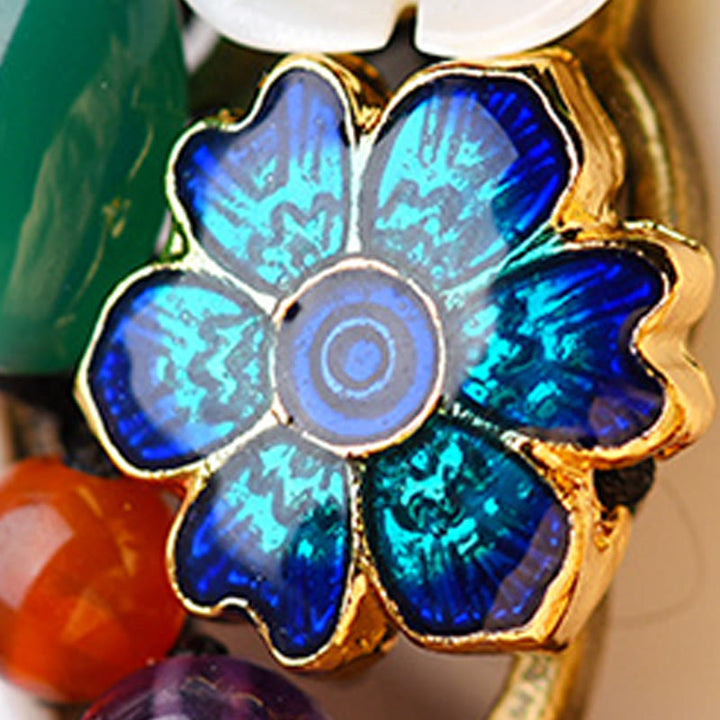 Buddha Stones Achat Muschel Blume Stützarmband