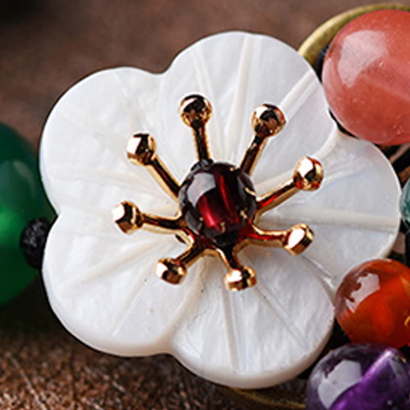 Buddha Stones Achat Muschel Blume Stützarmband
