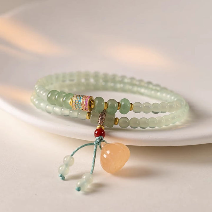 Buddha Stones, mehrere Kreise, natürliches Aventurin-Glas, Lotuskapseln, Glücksbambus, Positivitätsarmband