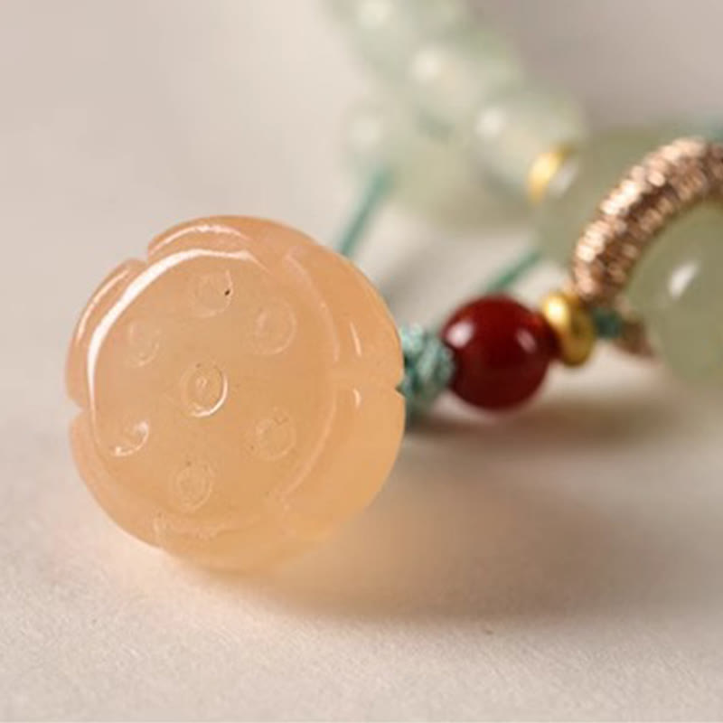 Buddha Stones, mehrere Kreise, natürliches Aventurin-Glas, Lotuskapseln, Glücksbambus, Positivitätsarmband