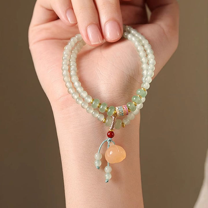Buddha Stones, mehrere Kreise, natürliches Aventurin-Glas, Lotuskapseln, Glücksbambus, Positivitätsarmband