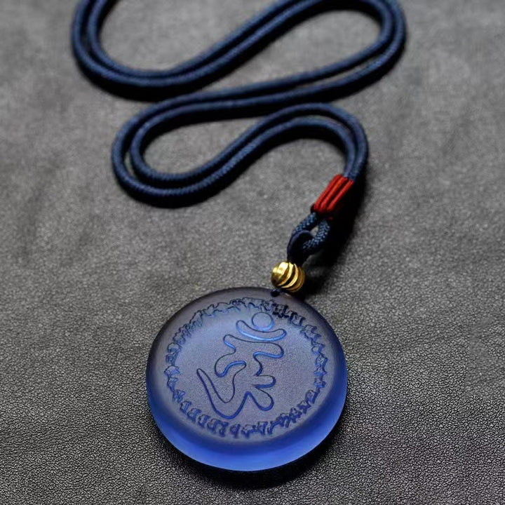 Buddha Stones Tibet Shurangama Mantra Liuli Kristall Halskette Anhänger