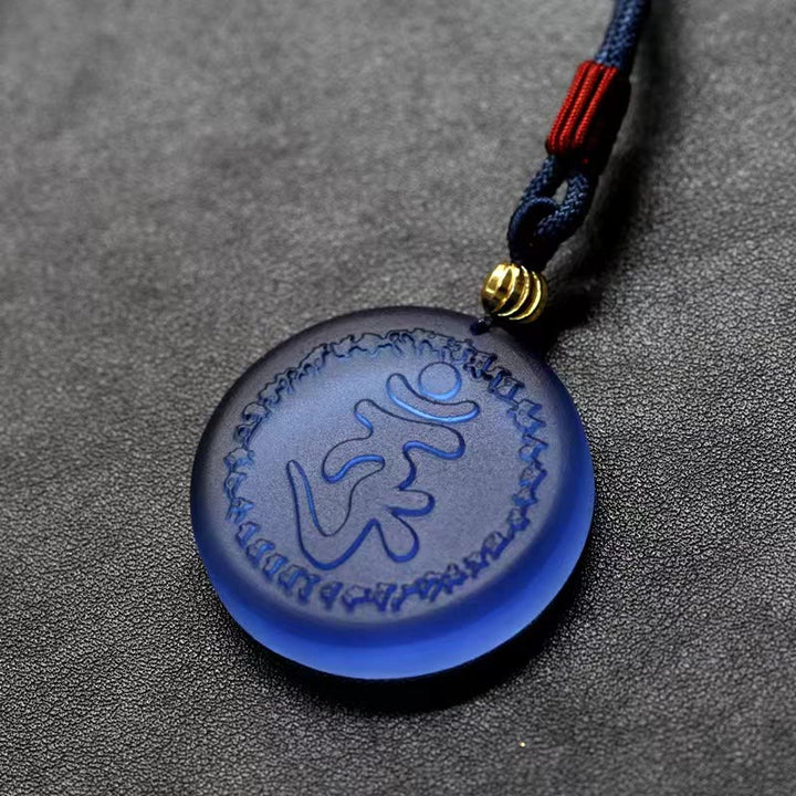 Buddha Stones Tibet Shurangama Mantra Liuli Kristall Halskette Anhänger