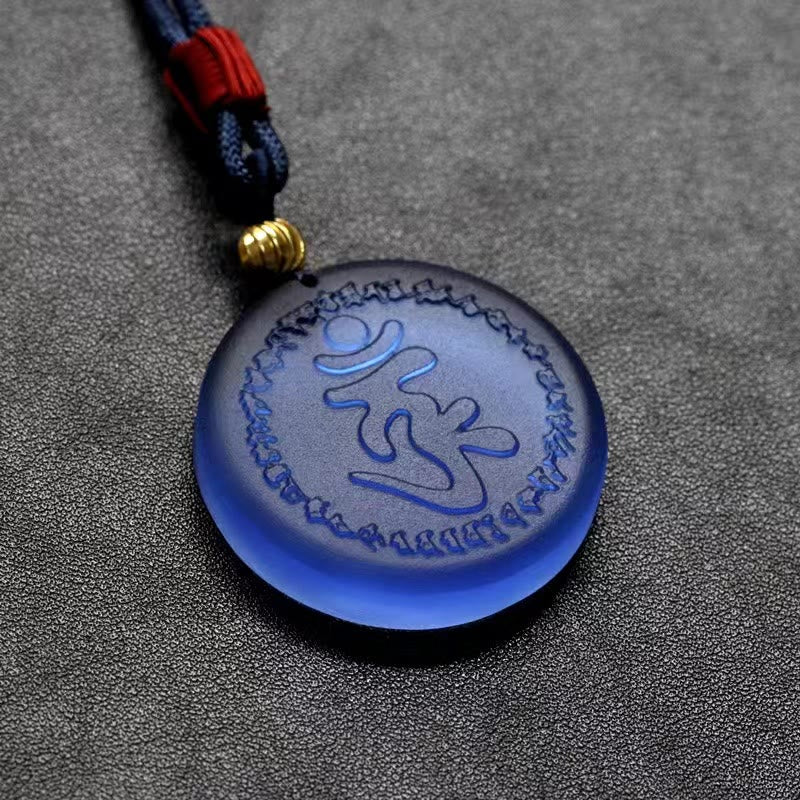 Buddha Stones Tibet Shurangama Mantra Liuli Kristall Halskette Anhänger