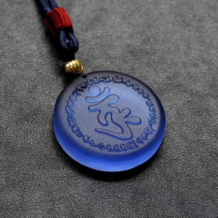 Buddha Stones Tibet Shurangama Mantra Liuli Kristall Halskette Anhänger