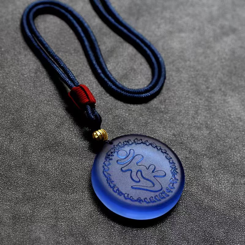 Buddha Stones Tibet Shurangama Mantra Liuli Kristall Halskette Anhänger