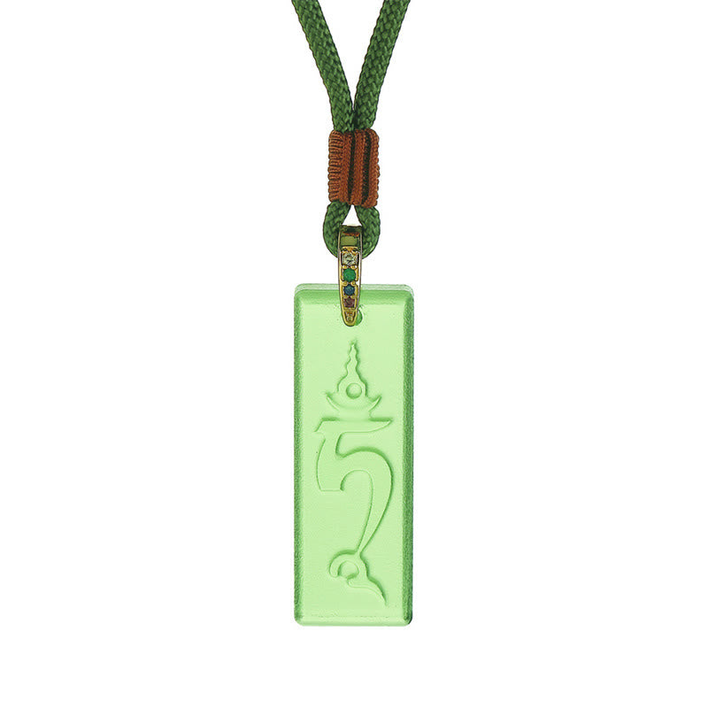 Buddha Stones, tibetische grüne Tara, Medizin-Buddha, Sanskrit-Muster, Liuli-Kristall, Schutz-Halskettenanhänger - image 1