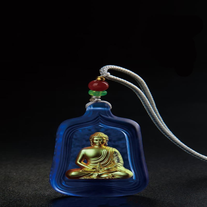 Buddha Stones, tibetische Medizin, Buddha, Liuli-Kristall, Mitgefühl, Gelassenheit, Halskettenanhänger - Blaues Medizin-Buddha-Seil - image 3