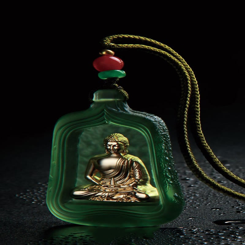 Buddha Stones, tibetische Medizin, Buddha, Liuli-Kristall, Mitgefühl, Gelassenheit, Halskettenanhänger - Grünes Medizin-Buddha-Seil - image 8
