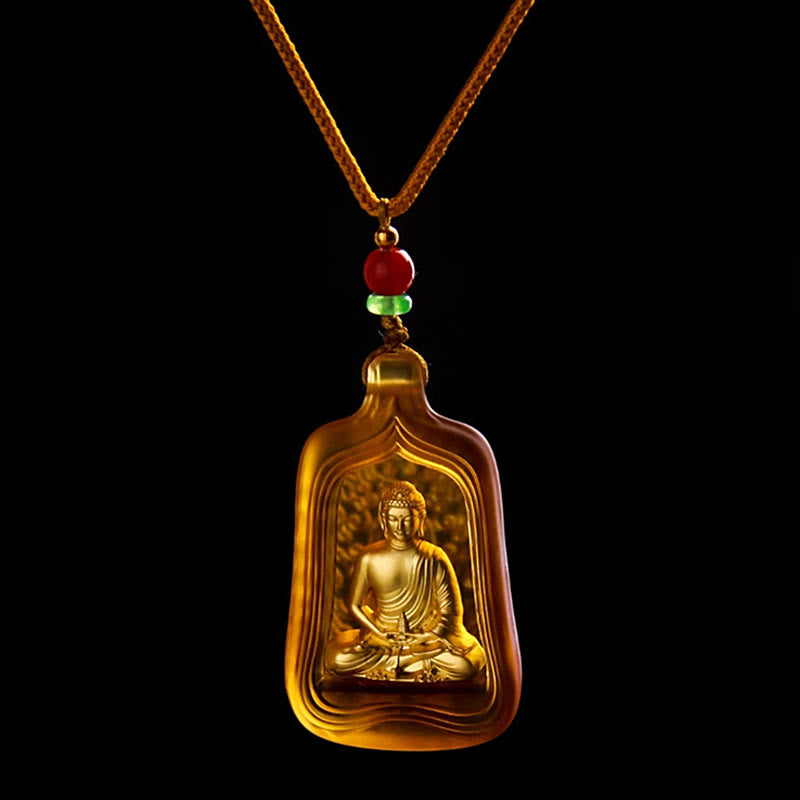 Buddha Stones, tibetische Medizin, Buddha, Liuli-Kristall, Mitgefühl, Gelassenheit, Halskettenanhänger - Gelbes Medizin-Buddha-Seil - image 10
