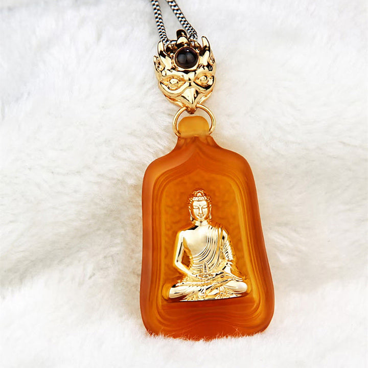 Buddha Stones, tibetische Medizin, Buddha, Liuli-Kristall, Mitgefühl, Gelassenheit, Halskettenanhänger - Gelbe Medizin-Buddha-Kette - image 13