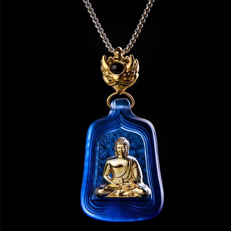 Buddha Stones, tibetische Medizin, Buddha, Liuli-Kristall, Mitgefühl, Gelassenheit, Halskettenanhänger - image 2