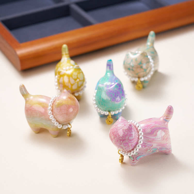 Buddha Stones, Sandelholz, Glücksbringer, Mini-Katze, Lack, Handwerk, Heilende Dekoration, zufällige Farbe (Blindbox) - image 2