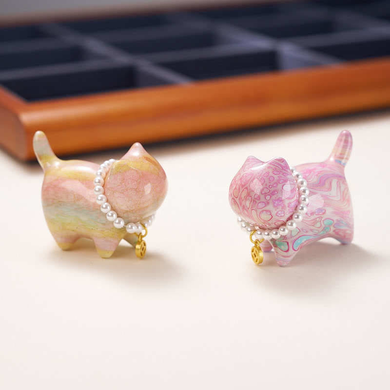 Buddha Stones, Sandelholz, Glücksbringer, Mini-Katze, Lack, Handwerk, Heilende Dekoration, zufällige Farbe (Blindbox) - image 3